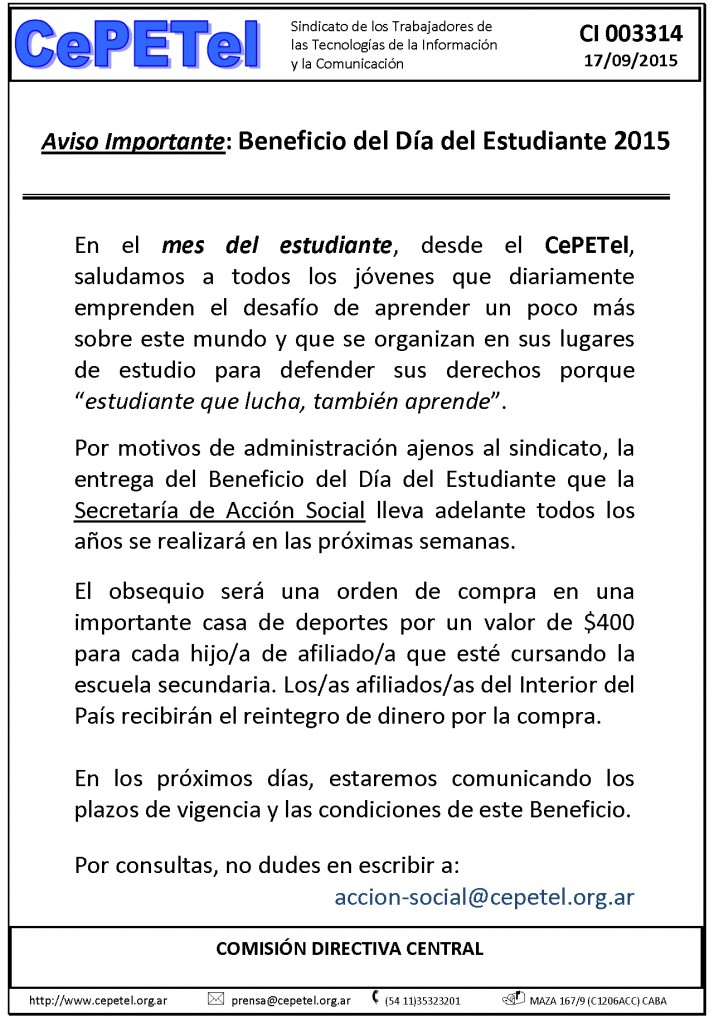 CI 17-09-2015 Dia del estudiante 2015 CI 17-09-2015 Dia del estudiante 2015